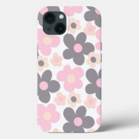 Blush Pink Gray Daisies Retro Dream #1 #retro #art