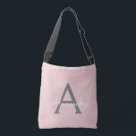 Blush Pink Gray Girly Script Monogram Name Modern Tragetaschen Mit Langen Trägern<br><div class="desc">Blush Pink und Gray Jubiläum,  Babydusche oder Junggeselinnen-Abschied Geschenk für jemanden,  die Lieben glänzen Luxus und schicke Stile.</div>