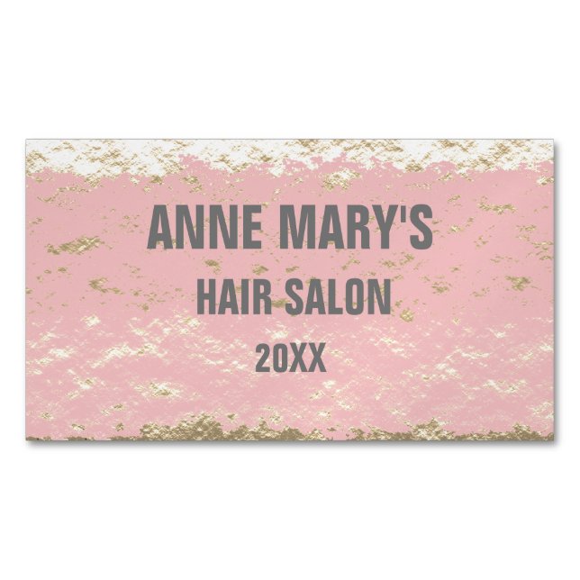 Blush Pink Gray Hair Salon Gold Glitzer Patterns Magnetische Visitenkarte (Vorderseite)
