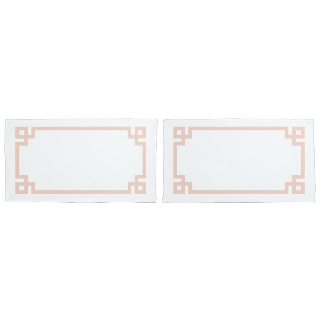 Blush Pink Greek Key Border King Size Kissenbezug (Vorderseite-Set)