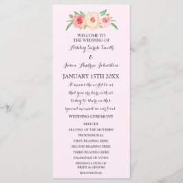 Blush Pink Green Floral Wedding Program Programm