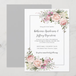 Blush Pink Green Grey Watercolor Blumenzehen Einladung