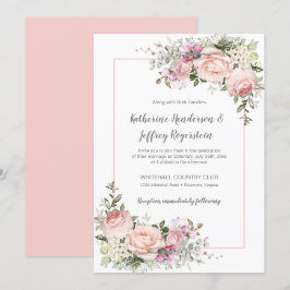 Blush Pink Green Watercolor Blues Hochzeit Einladung