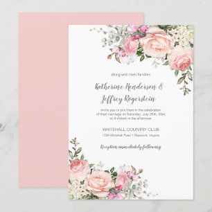 Blush Pink Green Watercolor Blumenzwiebelladen Einladung