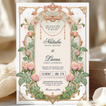 Blush Pink Greenery Jugendstil Einladung Hochzeit