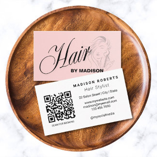 Blush Pink Hair Stylist QR Code  Business Card Visitenkarte