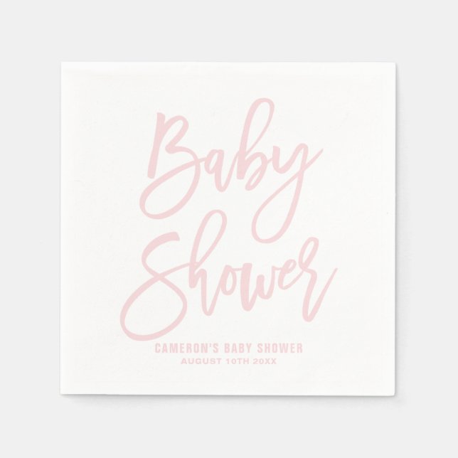 Blush Pink Hand Letter Babyduschpapier Napkins Serviette (Vorderseite)