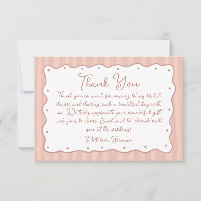 Blush Pink Hand Painted Bridal Shower 02 Dankeskarte (Vorderseite)