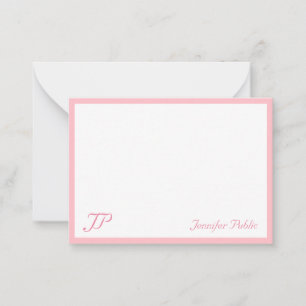 Blush Pink Handschrift Name Monogram Chic Template Mitteilungskarte