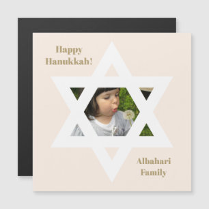Blush Pink Happy Hanukkah Niedliches Foto Magnetkarte