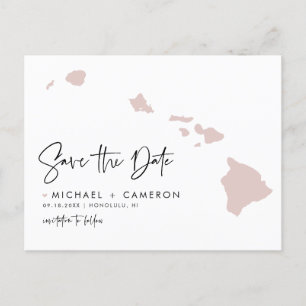Blush Pink Hawaii Karte Modern Script Save the Dat