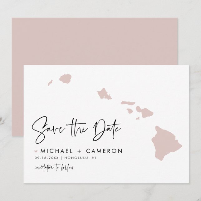 Blush Pink Hawaii Karte Modernes Minimalistisches  (Vorne/Hinten)