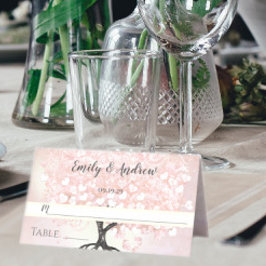 Blush Pink Heart Leaf Tree Hochzeit Platzkarten