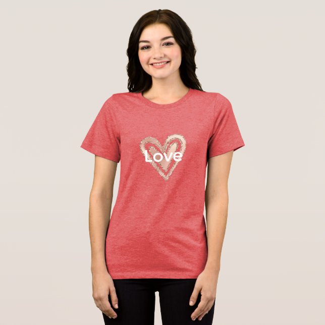 Blush Pink Heart Tri-Blend Shirt (Vorderseite voll)