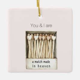 Blush pink Hearts Match Made in Heaven Christmas Keramikornament