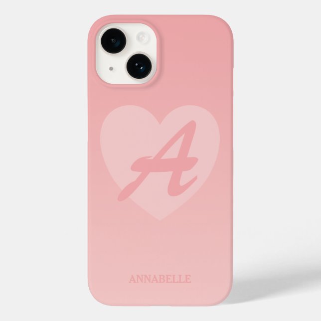 Blush-Pink-Herz-Custom Case-Mate iPhone 14 Hülle (Rückseite)