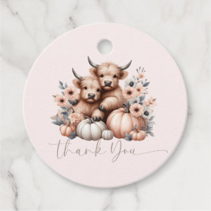 Blush Pink Highland Cow Fall vielen Dank Geschenkanhänger
