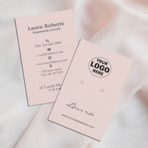 Blush Pink Hinzufügen Ihres Logos Ohrenanzeige Visitenkarte
