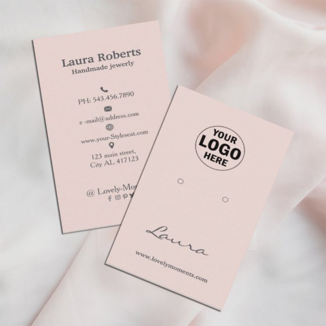 Blush Pink Hinzufügen Ihres Logos Ohrenanzeige Visitenkarte (Von Creator hochgeladen)