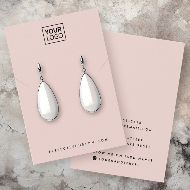 Blush Pink hinzufügen Logo-Kette Ohrring-Display-K (Blush pink add logo necklace earring display card)