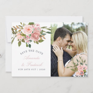 Blush Pink Hochzeit blumenreich Save the Date