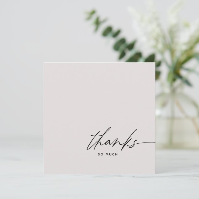 Blush Pink Hochzeitsschrift Danke, dass Sie die Ka Dankeskarte (Stehend Vorderseite)