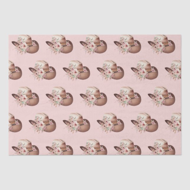 Blush Pink Howdy Cowgirl Western Hats Seidenpapier (Vorderseite)