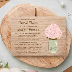 Blush Pink Hydrangea & Mason Jar Brautparty Einladung