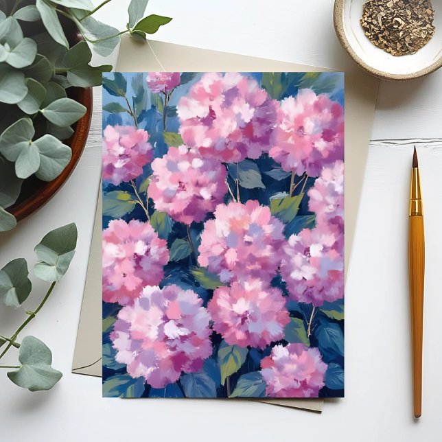 Blush Pink Hydrangeas Bloral Postkarte (Von Creator hochgeladen)