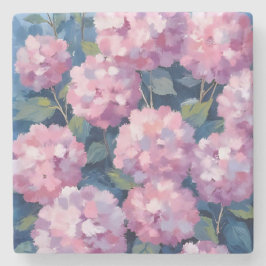 Blush Pink Hydrangeas Floral Steinuntersetzer
