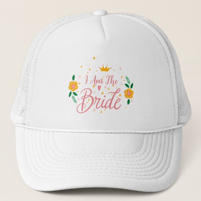 Blush Pink I Be Bride Bachelorette Group Party Truckerkappe (Vorderseite)