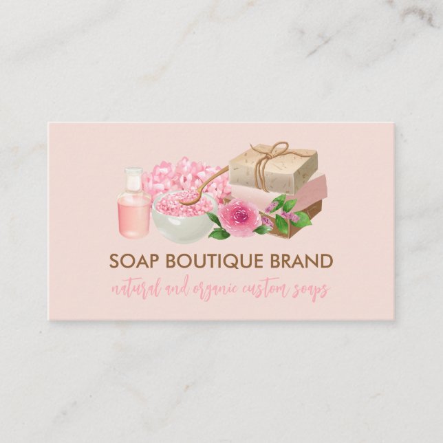 Blush Pink Illustration Handgefertigte Seife Visitenkarte (Vorderseite)