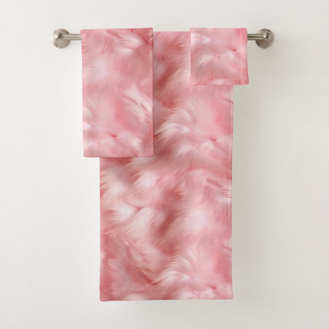 Blush Pink Imitate Fur Badhandtuch Set (Insitu)