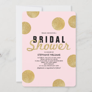 Blush Pink Imitate Gold Glitzer Brautparty laden Einladung