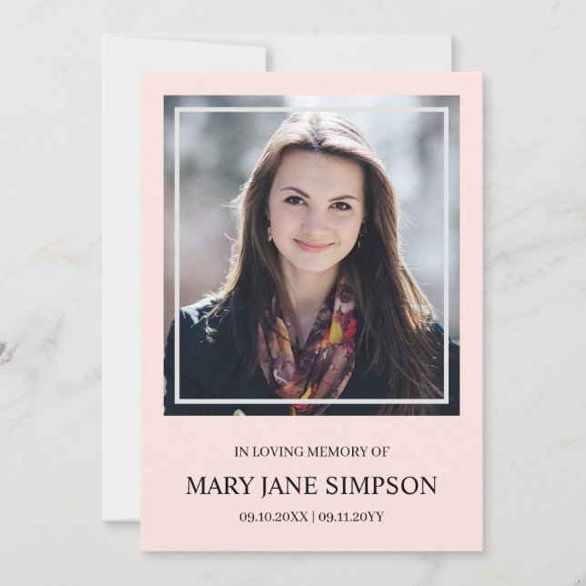 Blush PInk in Love Memory Beerdigung Foto (Vorderseite)
