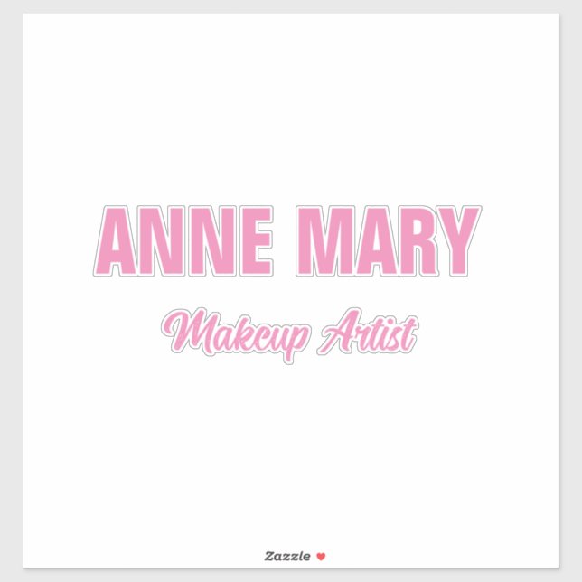 Blush Pink Individuelle Name Makeup Artist Busines Aufkleber (Blatt)