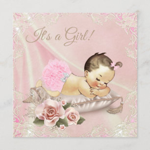 Blush Pink Ivory Baby Dusche Einladung