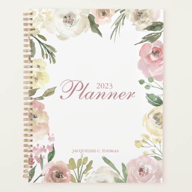 Blush Pink Ivory Floral Chic Personnalisé 2023 (Devant)