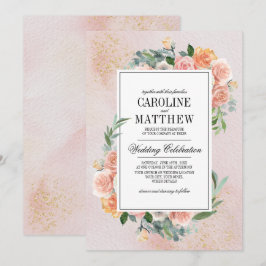 Blush Pink Ivory Floral Wasserfarbe Hochzeit Einladung