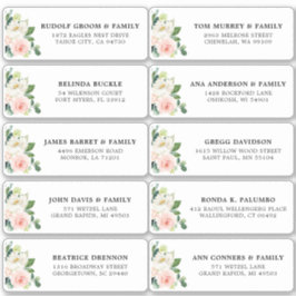 Blush Pink Ivory Floral Wedding Guest Address Aufkleber