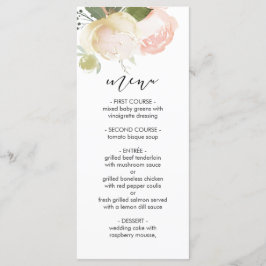 Blush Pink Ivory Peony Wedding Menu Menükarte