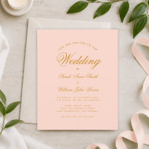Blush Pink Kalligrafie Budget Einladung Hochzeit