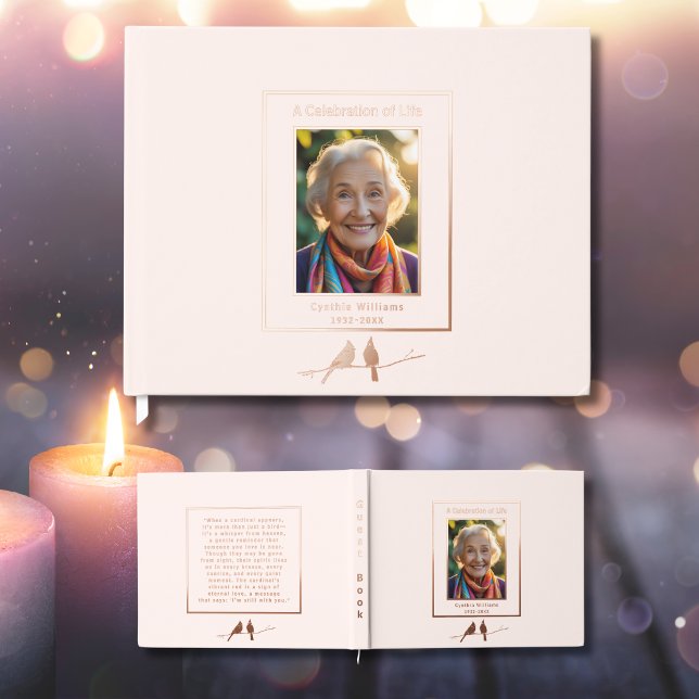 Blush Pink Kardinals Real Foil Beerdigung Gästebuc Gästebuch (Von Creator hochgeladen)