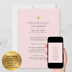Blush Pink Katholic Nuptial Mass Wedding Einladung