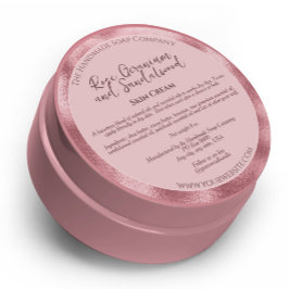 Blush Pink Kosmetik JAR-Etikett mit Zutaten Runder Aufkleber