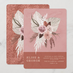 Blush Pink Kupfer Tropische Pampas Einzigartige Ho Einladung