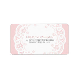 Blush Pink Lace Doily Address Labels Adressaufkleber