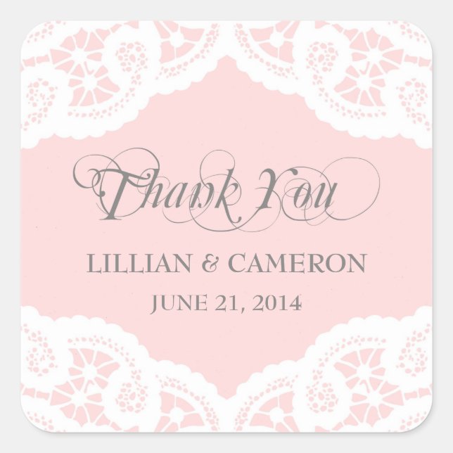 Blush Pink Lace Doily Danke, dass Sie Aufkleber be (Vorderseite)