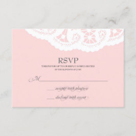 Blush Pink Lace Doily Wedding RSVP