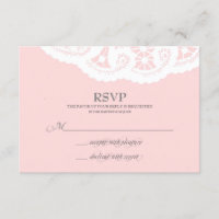 Blush Pink Lace Doily Wedding RSVP
